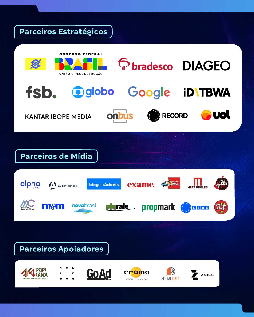 arte com o logo de empresas parceiras da ABA